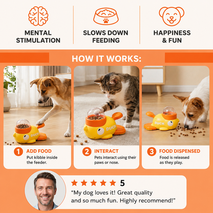 Bravon™ Duck Slow Feeder — Interactive Puzzle Toy for Dogs & Cats