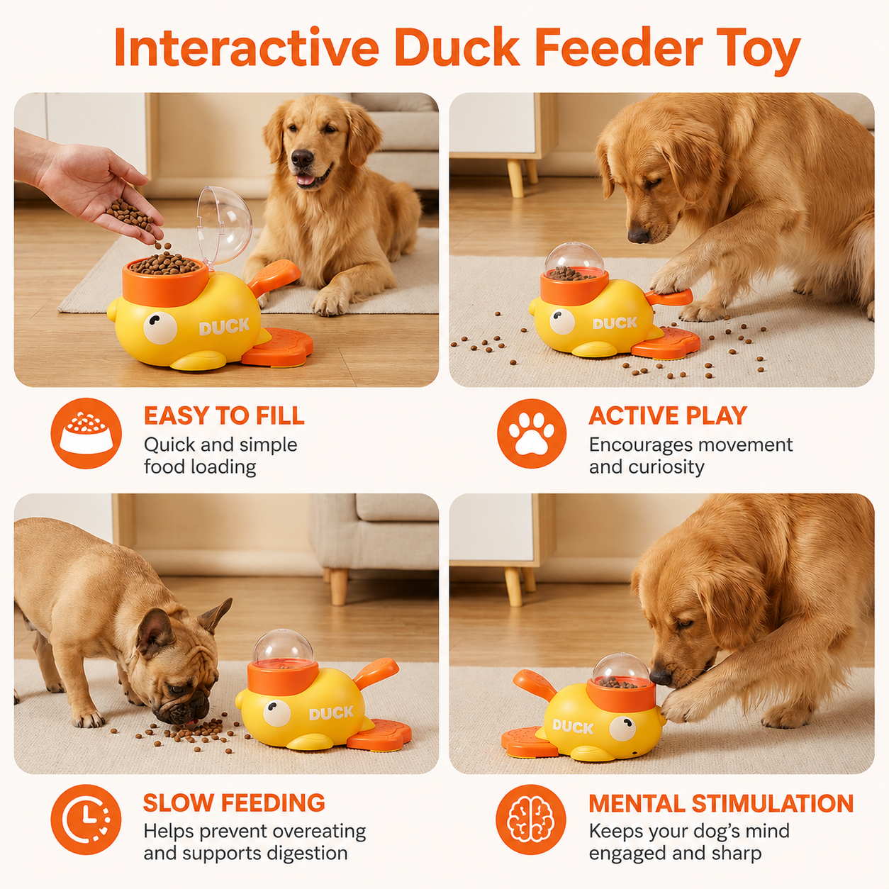 Bravon™ Duck Slow Feeder — Interactive Puzzle Toy for Dogs & Cats